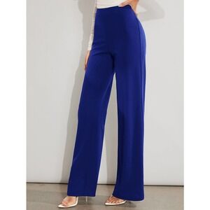 Solid High Waist Wide Leg Pants royal blue